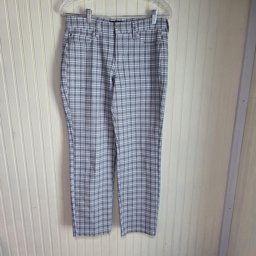 Liverpool Jeans Womens 6/28 Gray Plaid Straight Stretch Denim Casual Pants‎